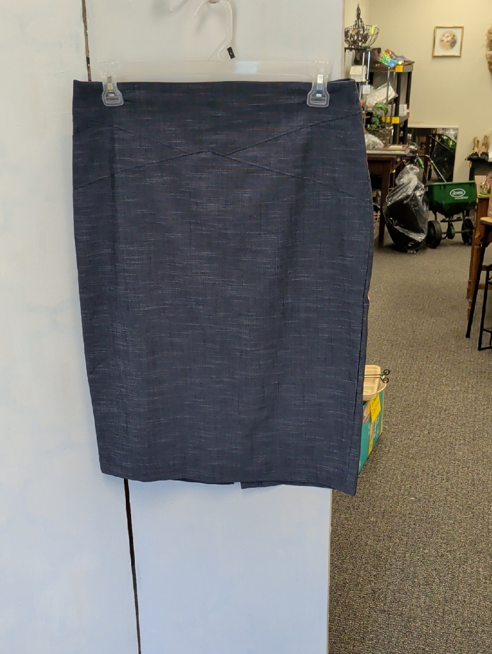New York & Company Navy Textured Pencil Skirt